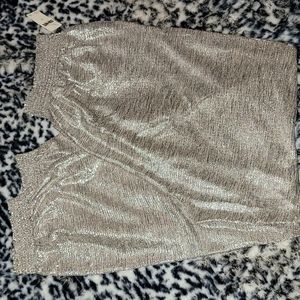 Anthropologie Gillian Shimmer Joggers Silver NWT Size Small